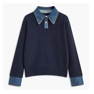 Commense 2-in-1 Panel Lapel Sweater - Navy